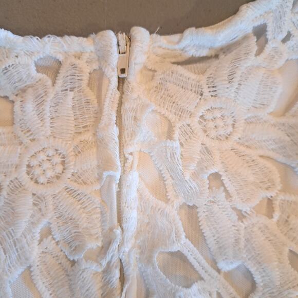 Btween Floral CottagecoreTextured Sheath Dress 14 White Blue Green‎ Lace - Picture 6 of 8